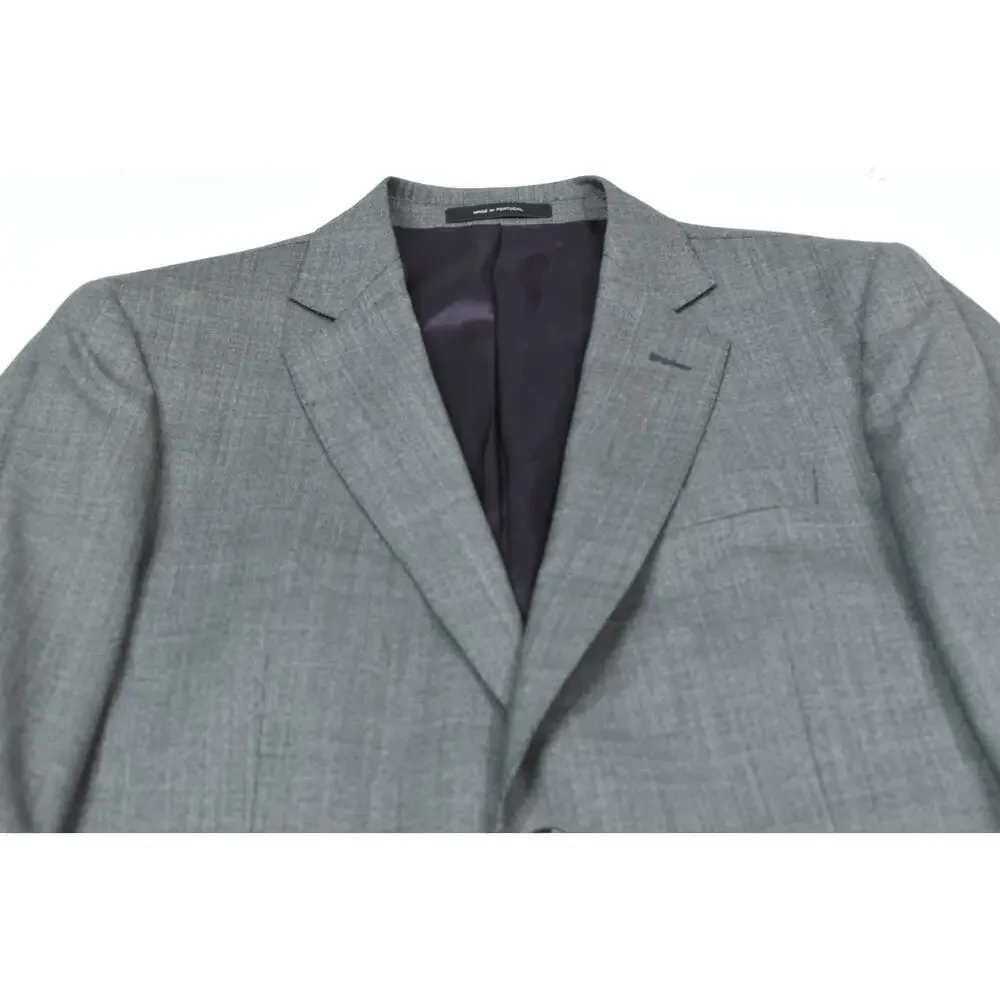 Massimo Dutti Sportcoat Blazer Mens 38 Gray Two-Button Slim Fit Super 150s Wool